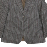 GARDINER Mens Grey Brown Striped Wool Blazer Jacket L Woven Tailored Button