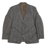 GARDINER Mens Grey Brown Striped Wool Blazer Jacket L Woven Tailored Button