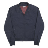 SCHOTT Mens Navy Blue Harrington Jacket M Cotton Blend Zip Plain Classic Casual
