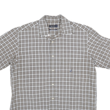 NAUTICA Mens Brown & White Check Shirt M Cotton Casual Button Short Sleeve