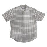 NAUTICA Mens Brown & White Check Shirt M Cotton Casual Button Short Sleeve
