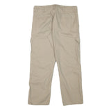 WRANGLER Mens Relaxed Beige Cargo Trousers W34 L29 Cotton Blend Zip Closure