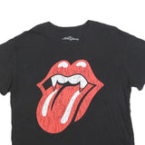 THE ROLLING STONES Womens Black Graphic T-Shirt XL Short Sleeve Crew Neck Band