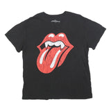 THE ROLLING STONES Womens Black Graphic T-Shirt XL Short Sleeve Crew Neck Band