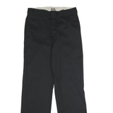 DICKIES Mens Black Classic Straight Trousers Polyester Blend W32 L32 Zip Closure