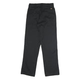 DICKIES Mens Black Classic Straight Trousers Polyester Blend W32 L32 Zip Closure