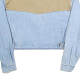 ELE PANTS Womens Blue Cotton Button Jacket S Denim Patchwork Casual Retro