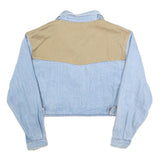 ELE PANTS Womens Blue Cotton Button Jacket S Denim Patchwork Casual Retro