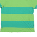 PUMA Mens Green & Turquoise Striped T-Shirt L Short Sleeve V-Neck Cotton Blend
