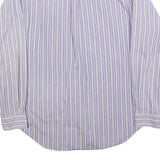 RALPH LAUREN Mens Purple & White Striped Classic Fit L Cotton Blend Shirt Button