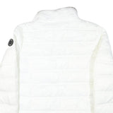 NAUTICA Womens White Zip-Up Quilted Jacket L Polyester Blend Fleece Collar