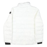 NAUTICA Womens White Zip-Up Quilted Jacket L Polyester Blend Fleece Collar