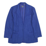 LIZ WEAR Womens Blue Wool Blend Jacket UK 16 Classic Button Closure Formal