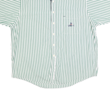 NAUTICA Mens Green & White Striped Shirt XL Cotton Casual Short Sleeve