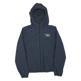 VANS Mens Blue Hooded Jacket M Polyester Blend Plain Zip Lightweight