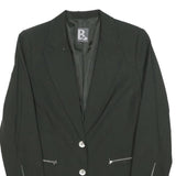 Womens Black Tailored Jacket M Polyester Blend Plain Button Closure Zipper