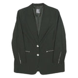 Womens Black Tailored Jacket M Polyester Blend Plain Button Closure Zipper