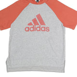 ADIDAS Mens Grey & Orange Short Sleeve Hoodie L Casual Cotton Lightweight