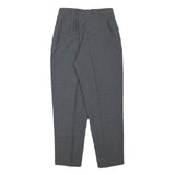 HEELINE Womens Wool Blend Grey Relaxed Straight Trousers W24 L25 Classic Formal