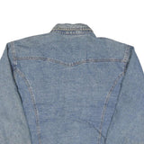 Mens Blue Denim Button Jacket M Cotton Blend Classic Plain Casual Lightweight