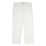 DICKIES Mens Cotton White Relaxed Straight Trousers W36 L30 Workwear Casual
