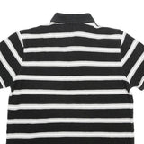 TOMMY HILFIGER Mens Black & White Striped Short Sleeve Polo Shirt M Cotton