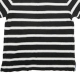 TOMMY HILFIGER Mens Black & White Striped Short Sleeve Polo Shirt M Cotton