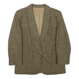 BURBERRYS Womens Brown & Green Wool Houndstooth Tailored Jacket S Button Closure