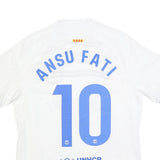 NIKE Mens White Barcelona Ansu Fati Football Shirt M Short Sleeve Crew Neck