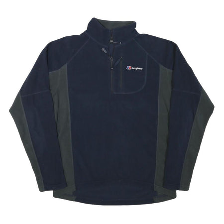 BERGHAUS Mens Navy Blue & Dark Grey Half Zip Outdoor Fleece S Polyester Blend