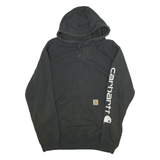 CARHARTT Mens Black Hoodie M Cotton Blend Casual Logo Sleeve Pullover