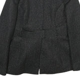 Womens Black Glitter Button Jacket M Woven Plain Adjustable Waist Belt
