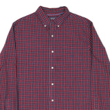 CHAPS Mens Red & Blue Check Shirt L Button-Down Collar Long Sleeve Cotton Blend