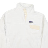 PATAGONIA Womens White Plain Polyester Blend Pullover Jumper L Button Neck