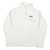 PATAGONIA Womens White Plain Polyester Blend Pullover Jumper L Button Neck