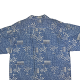 ROUTE 66 Mens Blue Hawaiian Shirt M Cotton Blend Palm Tree Print Summer Casual