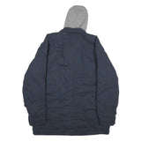 WRANGLER Mens Navy Blue Cotton Blend Jacket L Hooded Zip Casual Outerwear