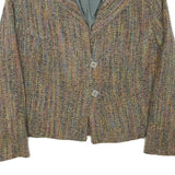 Womens Beige Wool Blend Button Jacket M Woven Classic Stylish Warm Wear