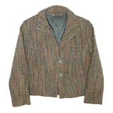 Womens Beige Wool Blend Button Jacket M Woven Classic Stylish Warm Wear