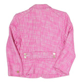 JUICY COUTURE Womens Pink & White Cotton Blend Blazer Jacket M Woven Button