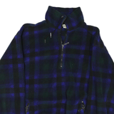 EDDIE BAUER Womens Blue & Green Check Fleece Jacket L Polyester Zip