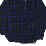 EDDIE BAUER Womens Blue & Green Check Fleece Jacket L Polyester Zip