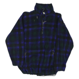 EDDIE BAUER Womens Blue & Green Check Fleece Jacket L Polyester Zip