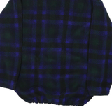 EDDIE BAUER Womens Blue & Green Check Fleece Jacket L Polyester Zip