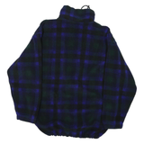 EDDIE BAUER Womens Blue & Green Check Fleece Jacket L Polyester Zip