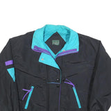 CABIN CREEK Womens Black & Turquoise Nylon Jacket S Zip Casual Retro Style