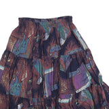 RED ROCK REFLECTIONS Womens Purple Abstract Print Flare Knee Length Cotton Blend