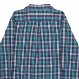 CHAPS Mens Blue & Teal Check Shirt 2XL Classic Cotton Blend Long Sleeve Button