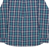 CHAPS Mens Blue & Teal Check Shirt 2XL Classic Cotton Blend Long Sleeve Button