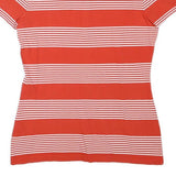 TOMMY HILFIGER Womens Red & White Stripe Short Sleeve Polo Shirt M Cotton Blend